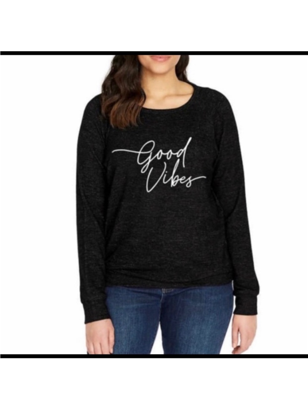 Buffalo David Bitton Black 'Good Vibes' Crewneck Sweater